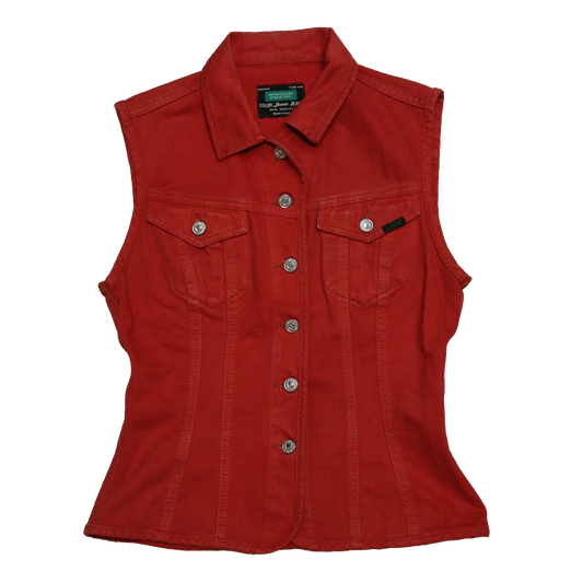 Haut Benetton en jeans - Sans manche - M - Rouge délavé