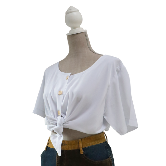 Chemisier blanc ajusté - Chemisier inspiration Vintage