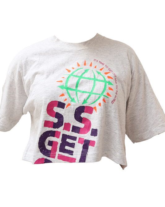 Croptop Upcyclé - XL - Gris/Blanc