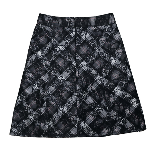 Jupe trapèze à dentelle et carreaux - L